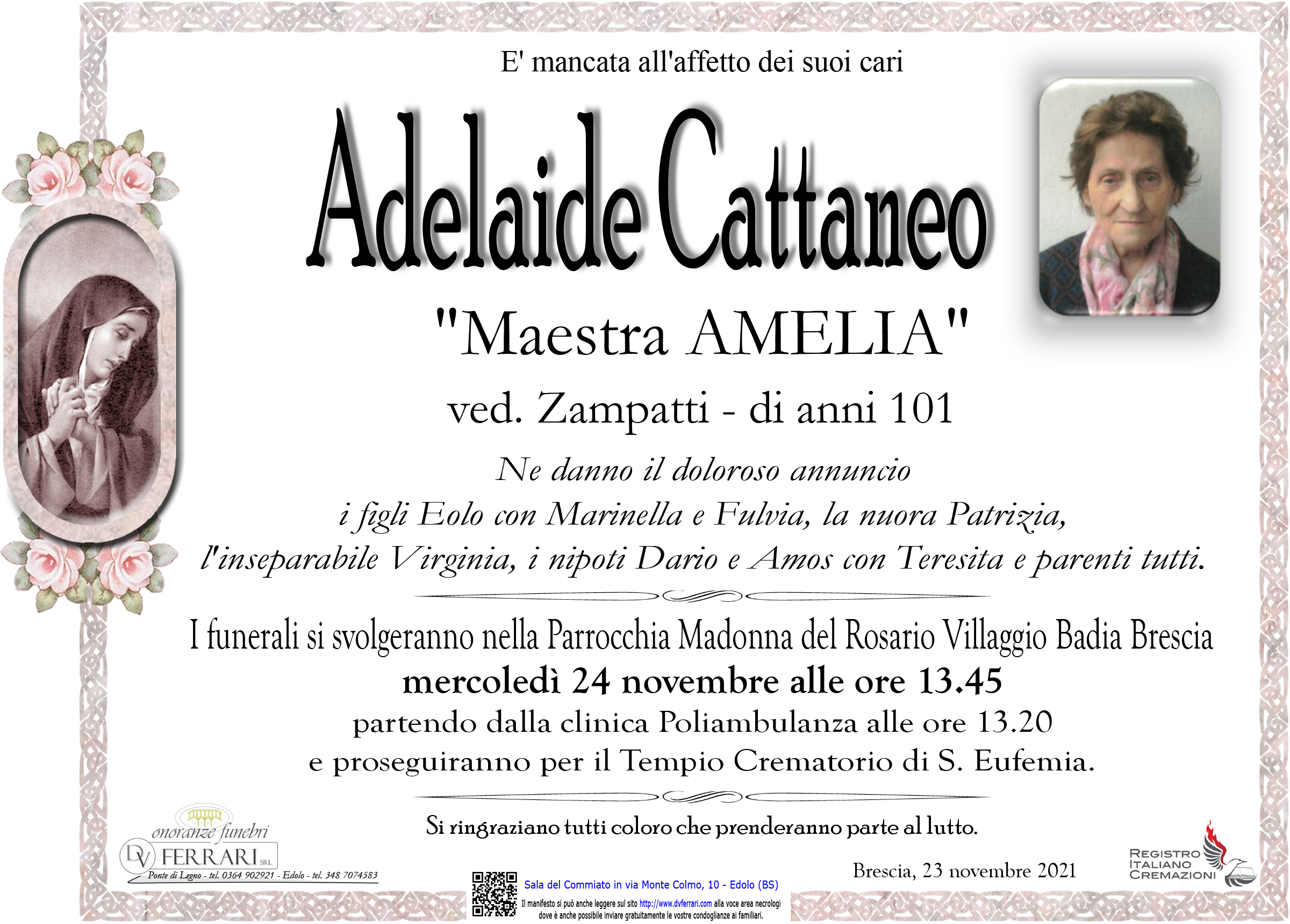 ADELAIDE CATTANEO VED. ZAMPATTI - BRESCIA