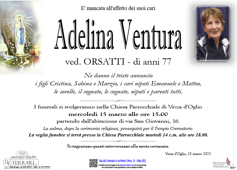 ADELINA VENTURA VED. ORSATTI - VEZZA D'OGLIO