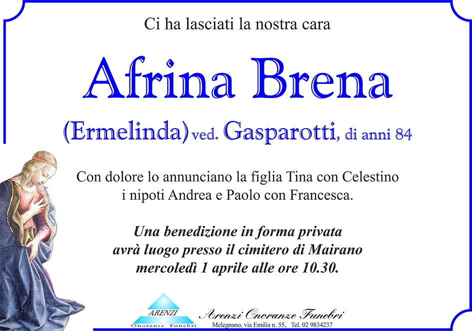 AFRINA BRENA VED. GASPAROTTI - MAIRANO