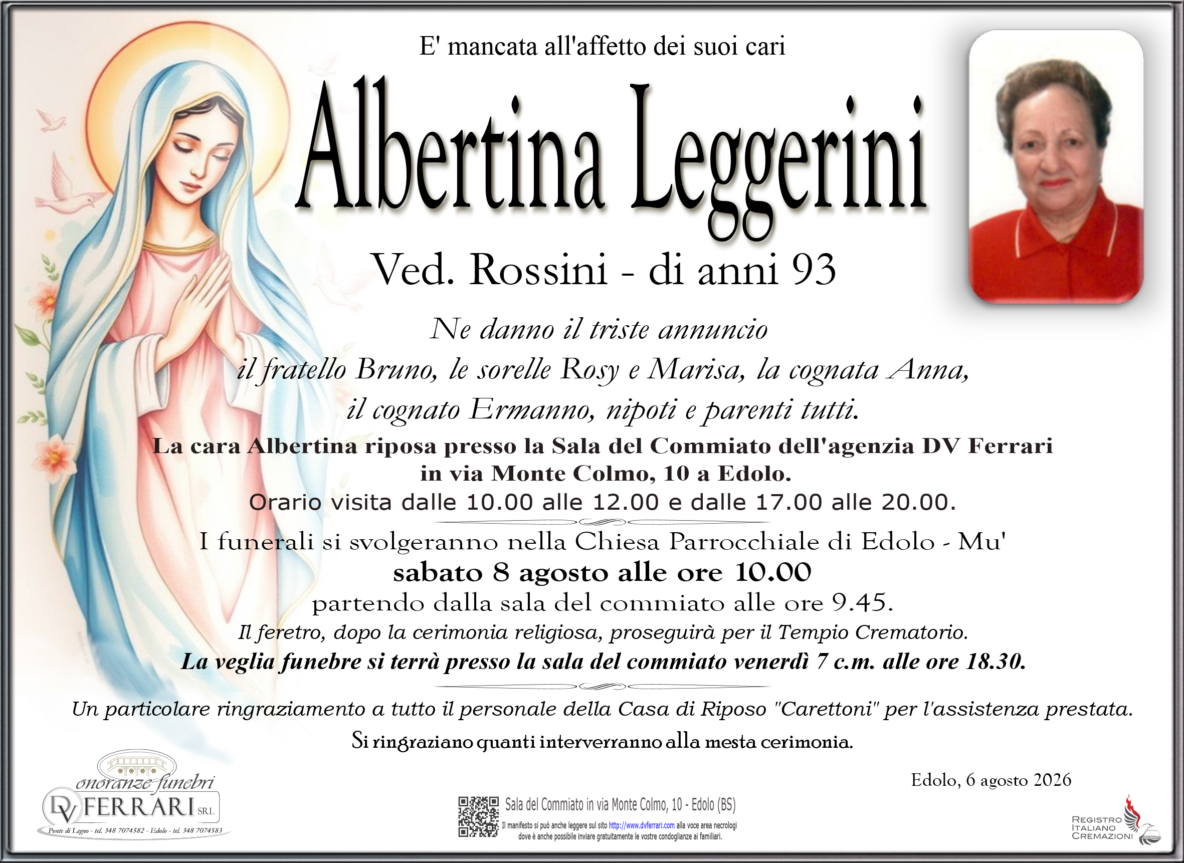 ALBERTINA LEGGERINI VED. ROSSINI - EDOLO