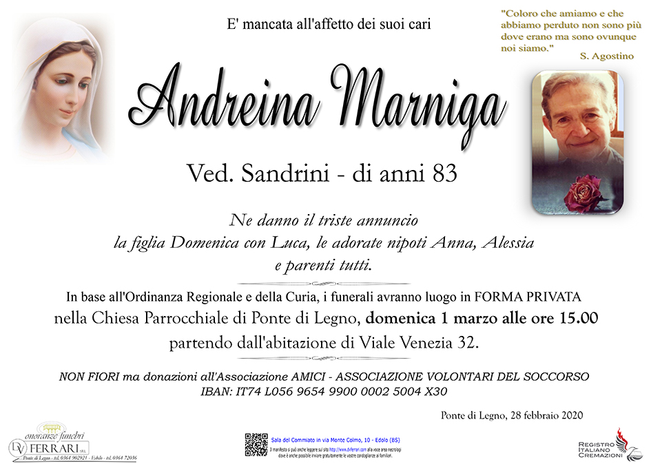 ANDREINA MARNIGA ved. SANDRINI - PONTE DI LEGNO