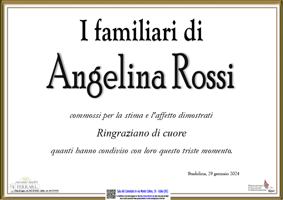 ANGELINA ROSSI VED. CLEMENTI - STADOLINA