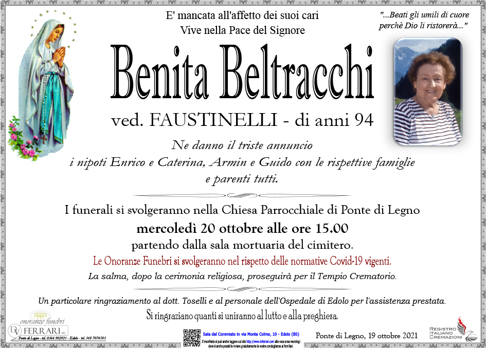 BENITA BELTRACCHI VED. FAUSTINELLI - PONTE DI LEGNO