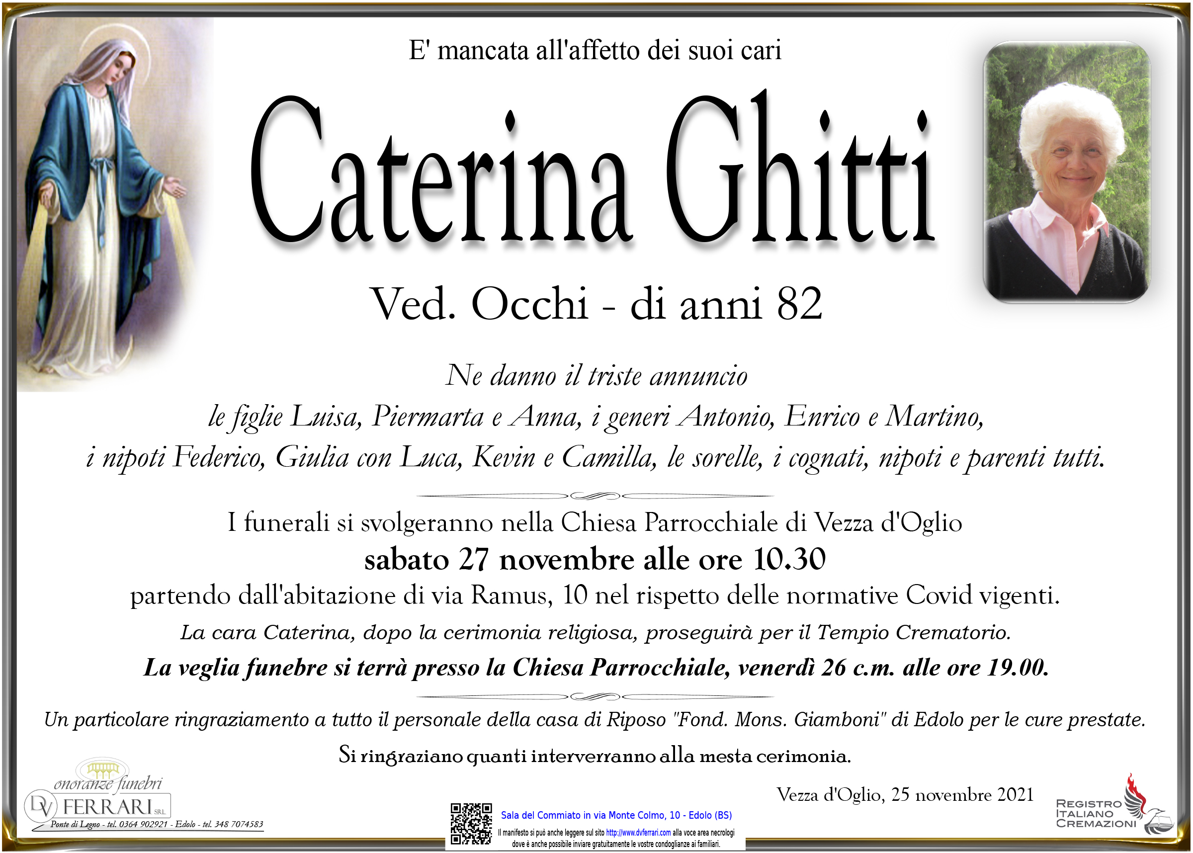 CATERINA GHITTI ved. OCCHI - VEZZA D'OGLIO