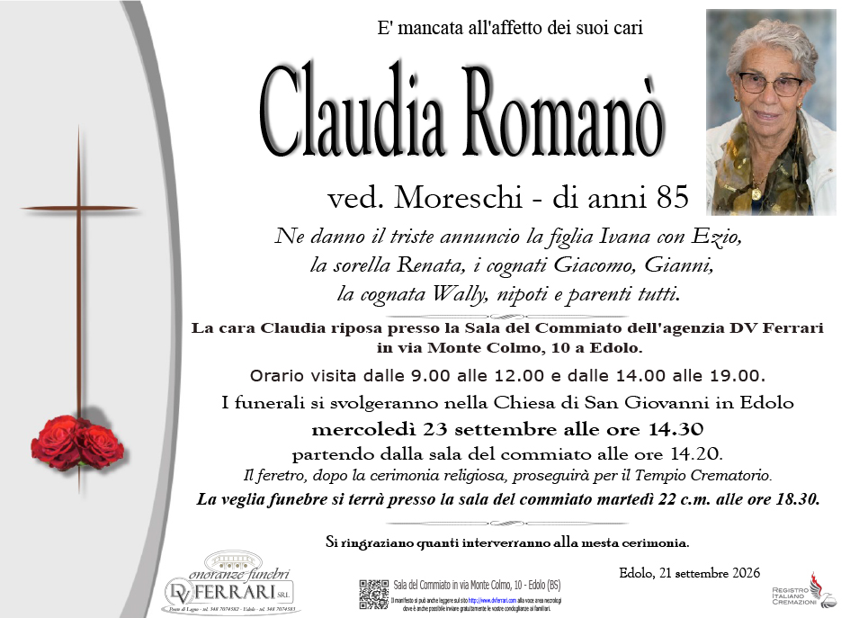 CLAUDIA ROMANO' VED. MORESCHI - EDOLO