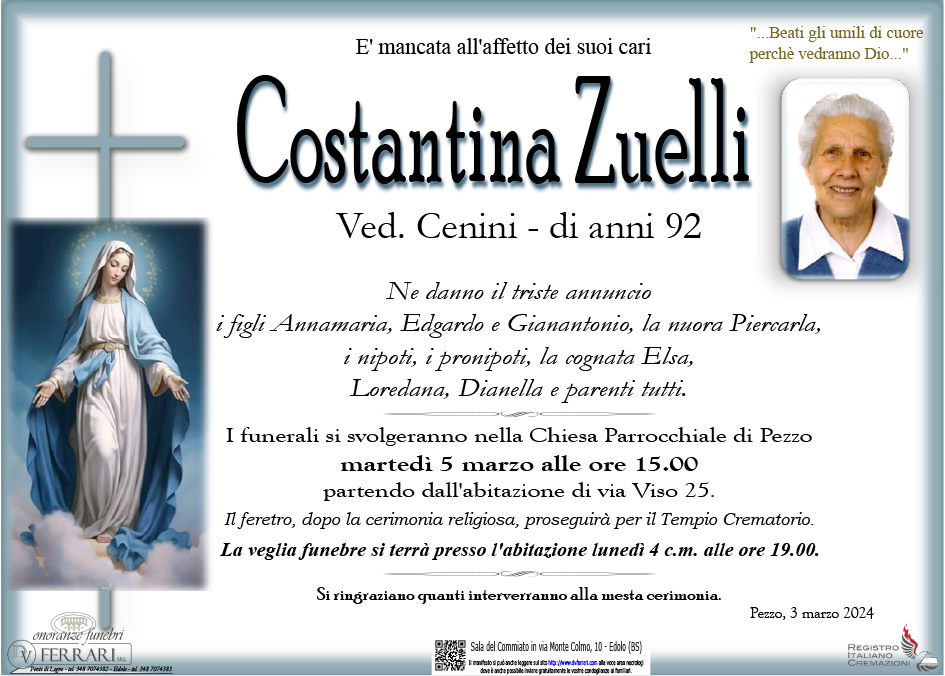 COSTANTINA ZUELLI VED. CENINI - PEZZO