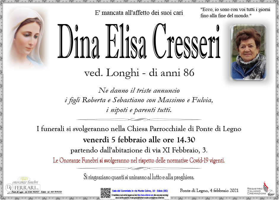 DINA ELISA CRESSERI VED. LONGHI - PONTE DI LEGNO