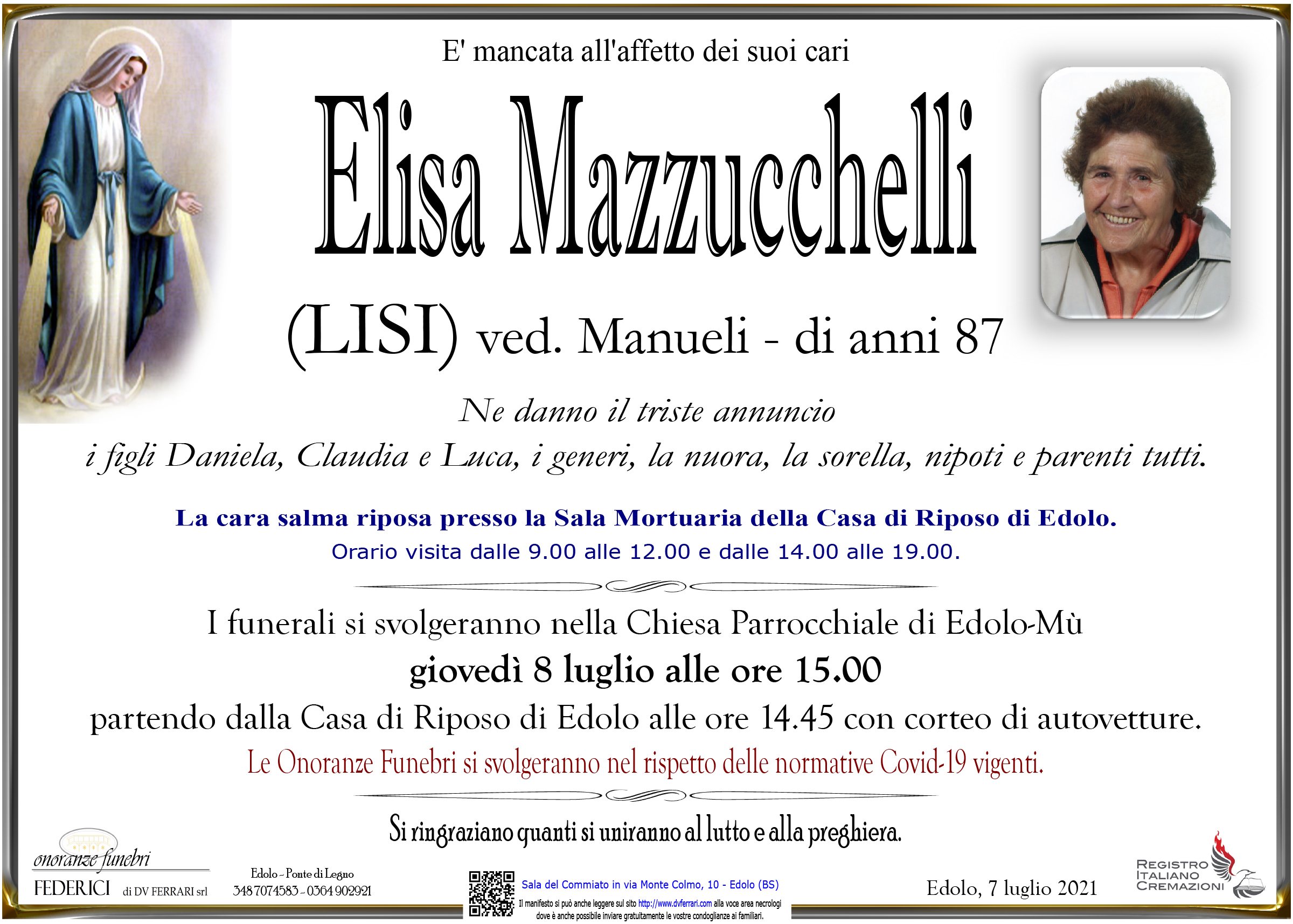 ELISA (LISI) MAZZUCCHELLI VED. MANUELI - EDOLO