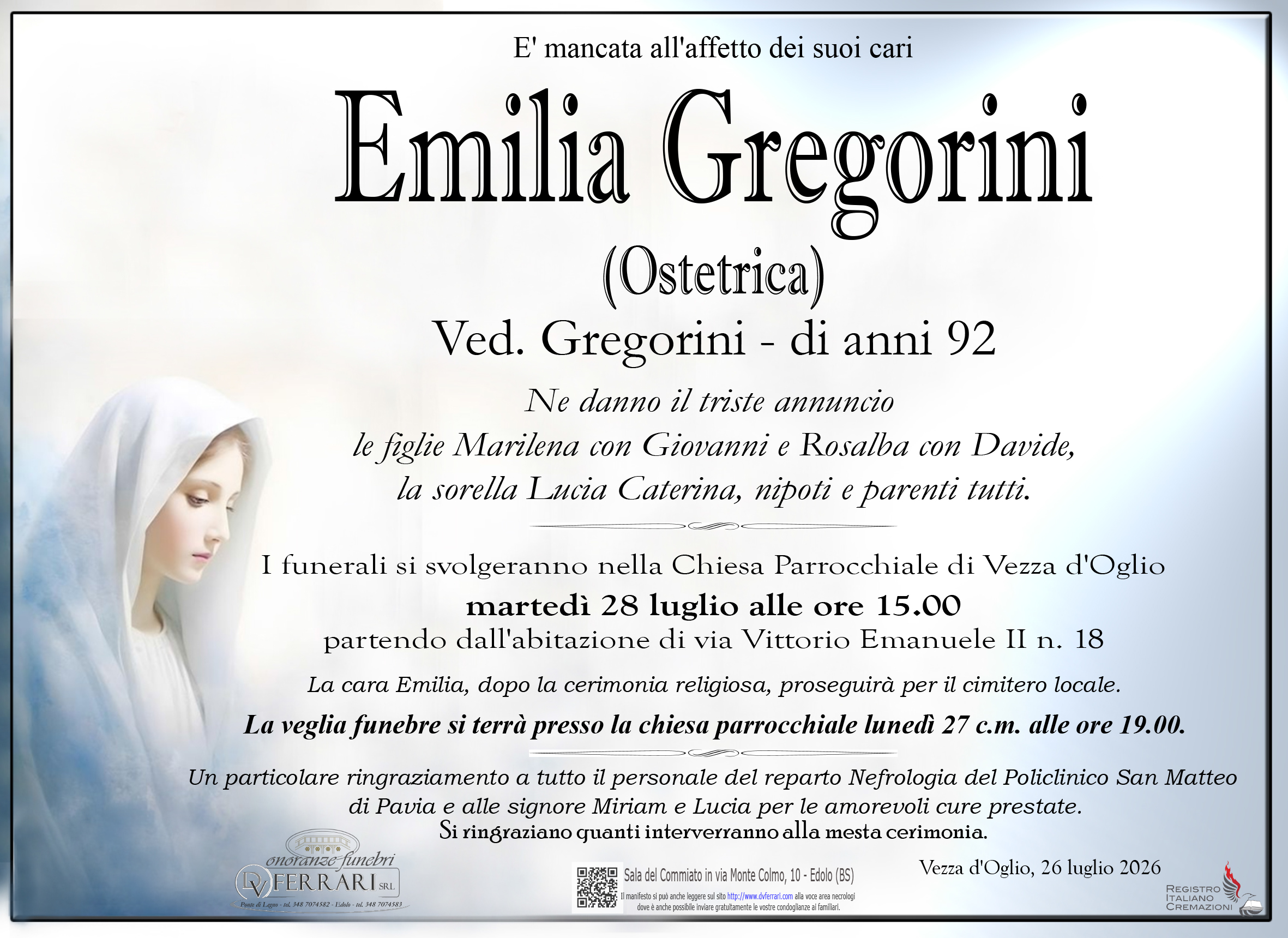 EMILIA GREGORINI VED. GREGORINI - VEZZA D'OGLIO