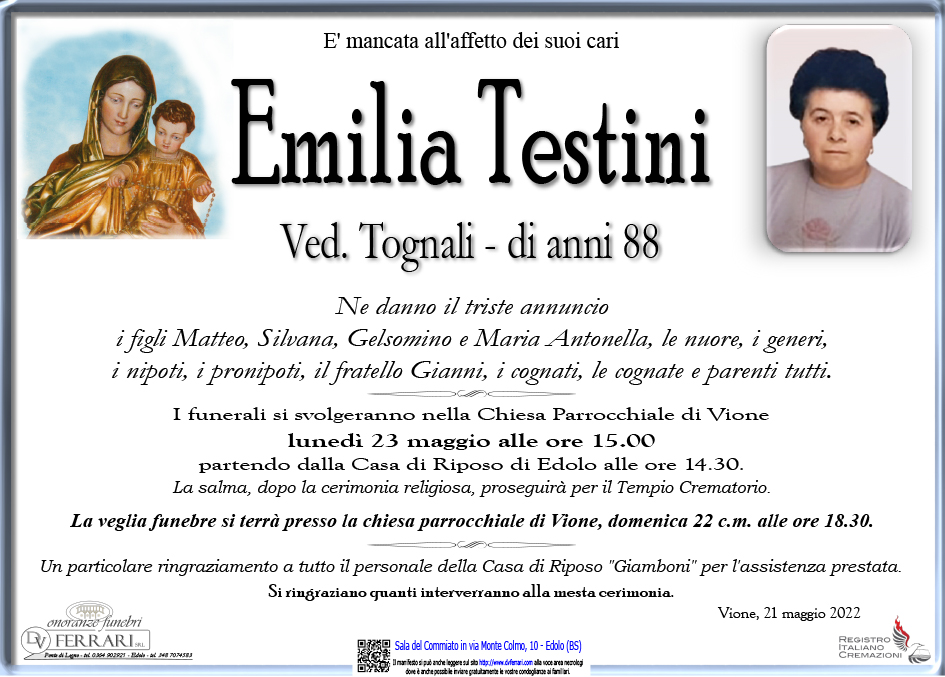 EMILIA TESTINI VED. TOGNALI - VIONE