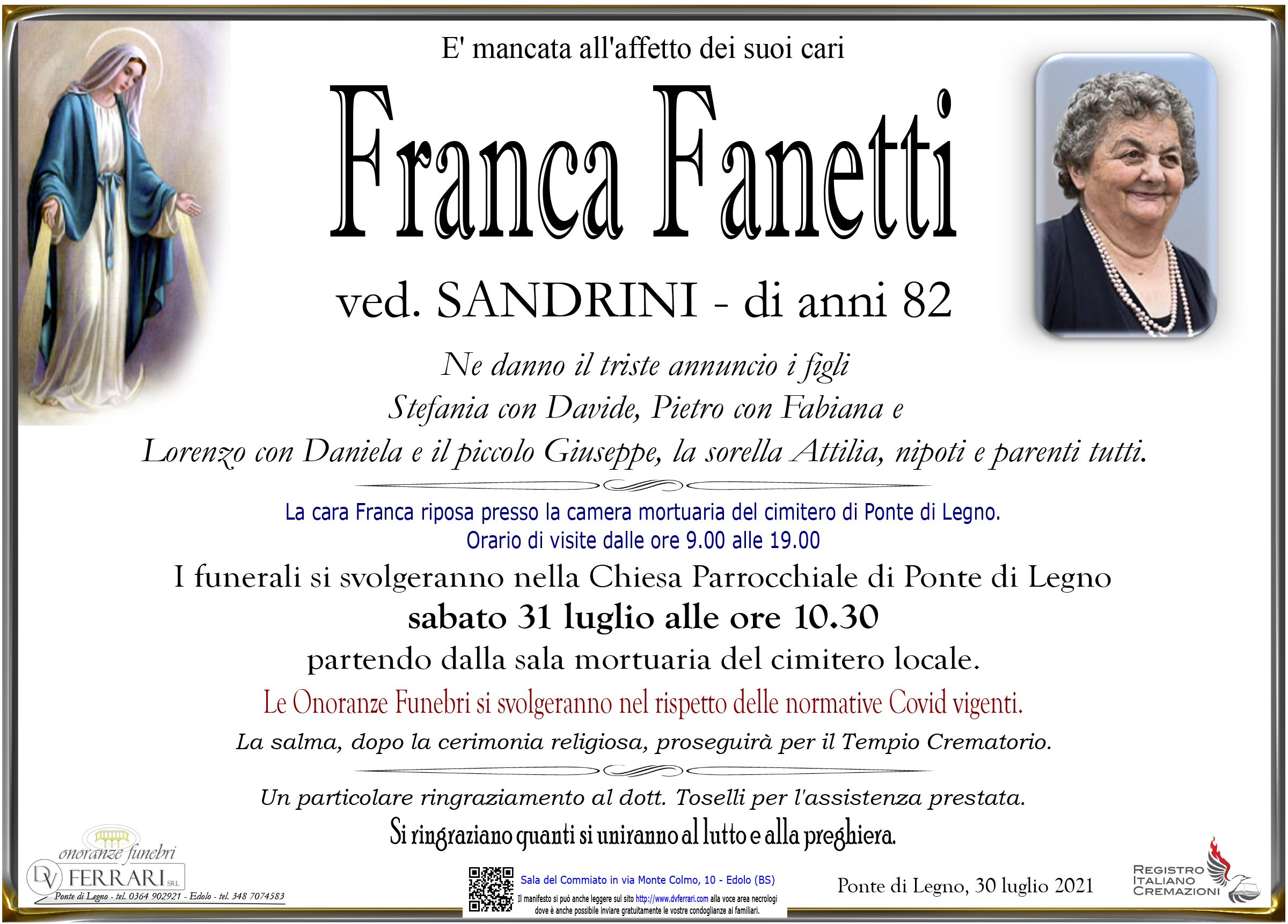 FRANCA FANETTI VED. SANDRINI - PONTE DI LEGNO
