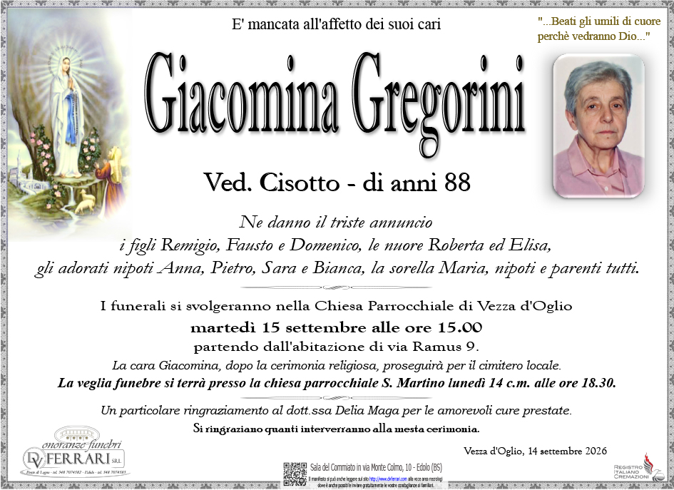 GIACOMINA GREGORINI VED. CISOTTO - VEZZA D'OGLIO