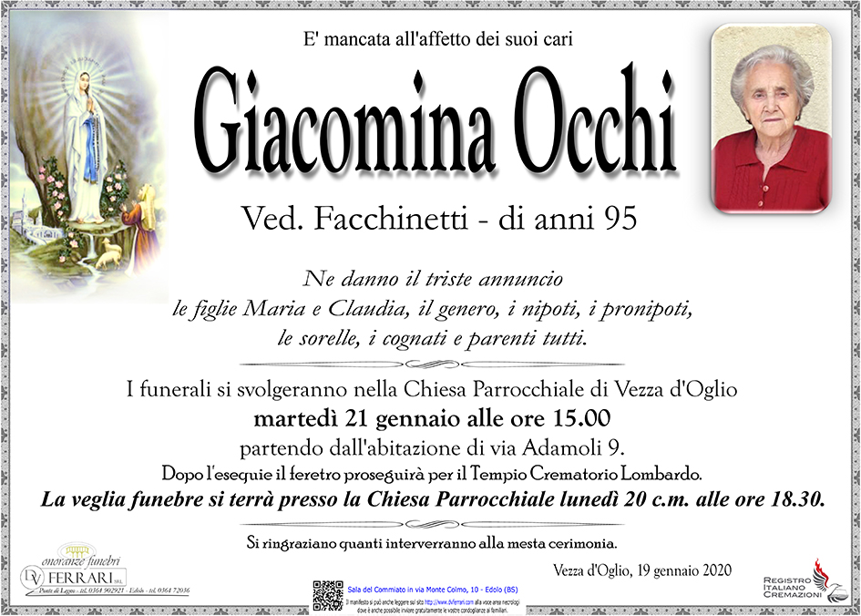 GIACOMINA OCCHI ved. FACCHINETTI - VEZZA D'OGLIO