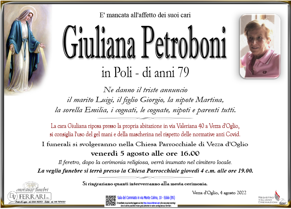 GIULIANA PETROBONI IN POLI - VEZZA D'OGLIO