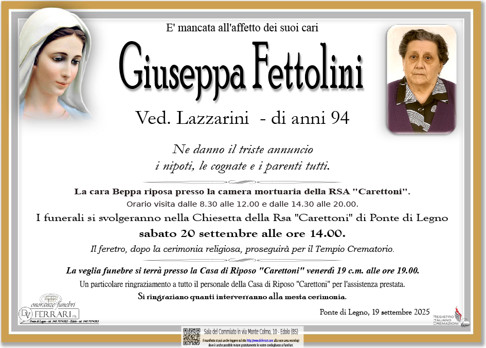 GIUSEPPA FETTOLINI VED. LAZZARINI - PONTE DI LEGNO