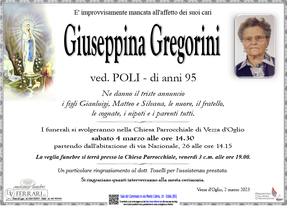 GIUSEPPINA GREGORINI VED. POLI - VEZZA D'OGLIO