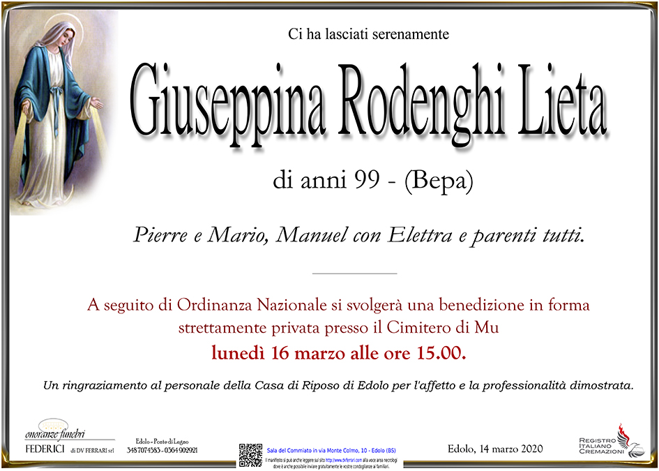 GIUSEPPINA RODENGHI LIETA - EDOLO