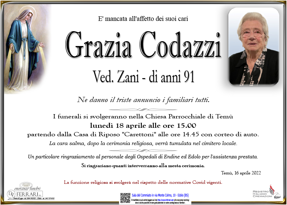 GRAZIA CODAZZI VED. ZANI - TEMU'