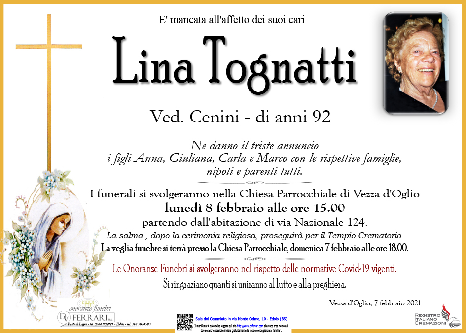 LINA TOGNATTI VED. CENINI - VEZZA D'OGLIO
