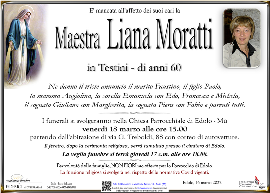 MAESTRA LIANA MORATTI IN TESTINI - EDOLO