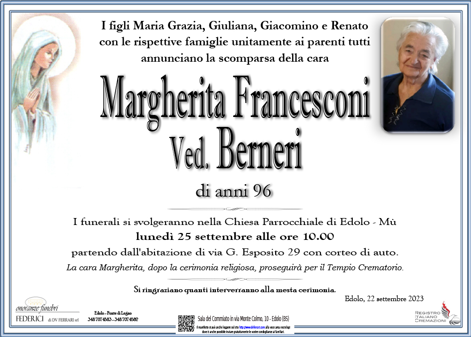 MARGHERITA FRANCESCONI VED. BERNERI - EDOLO