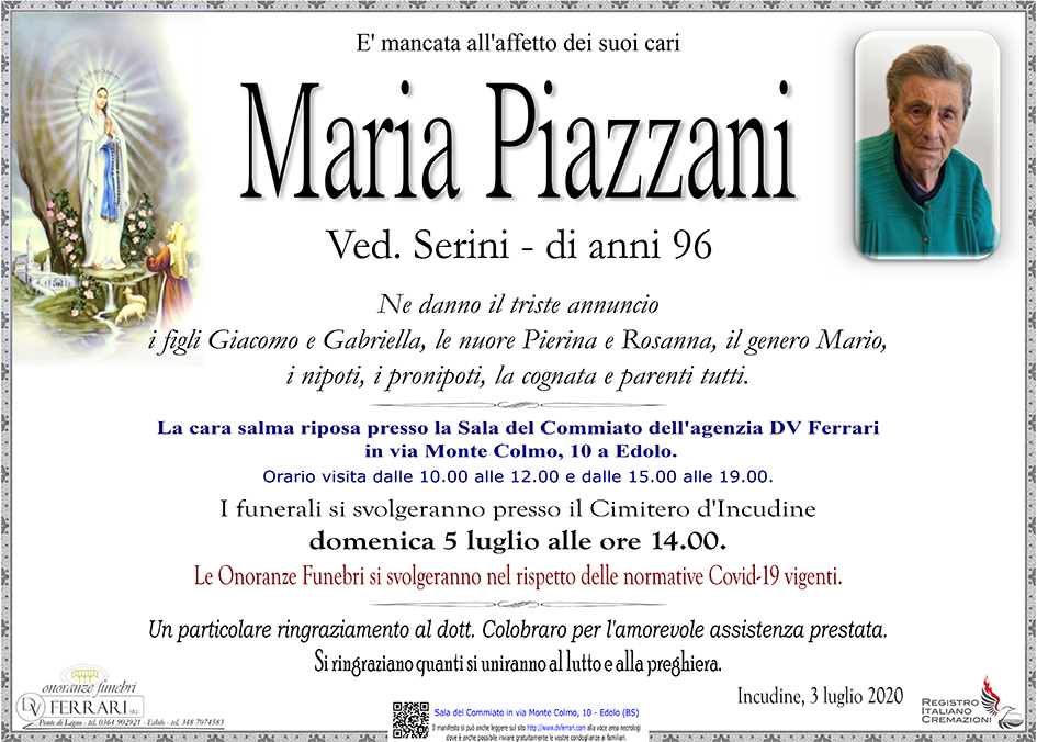 MARIA PIAZZANI ved. SERINI - INCUDINE