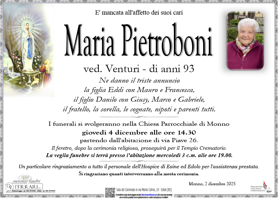 MARIA PIETROBONI VED. VENTURI - MONNO