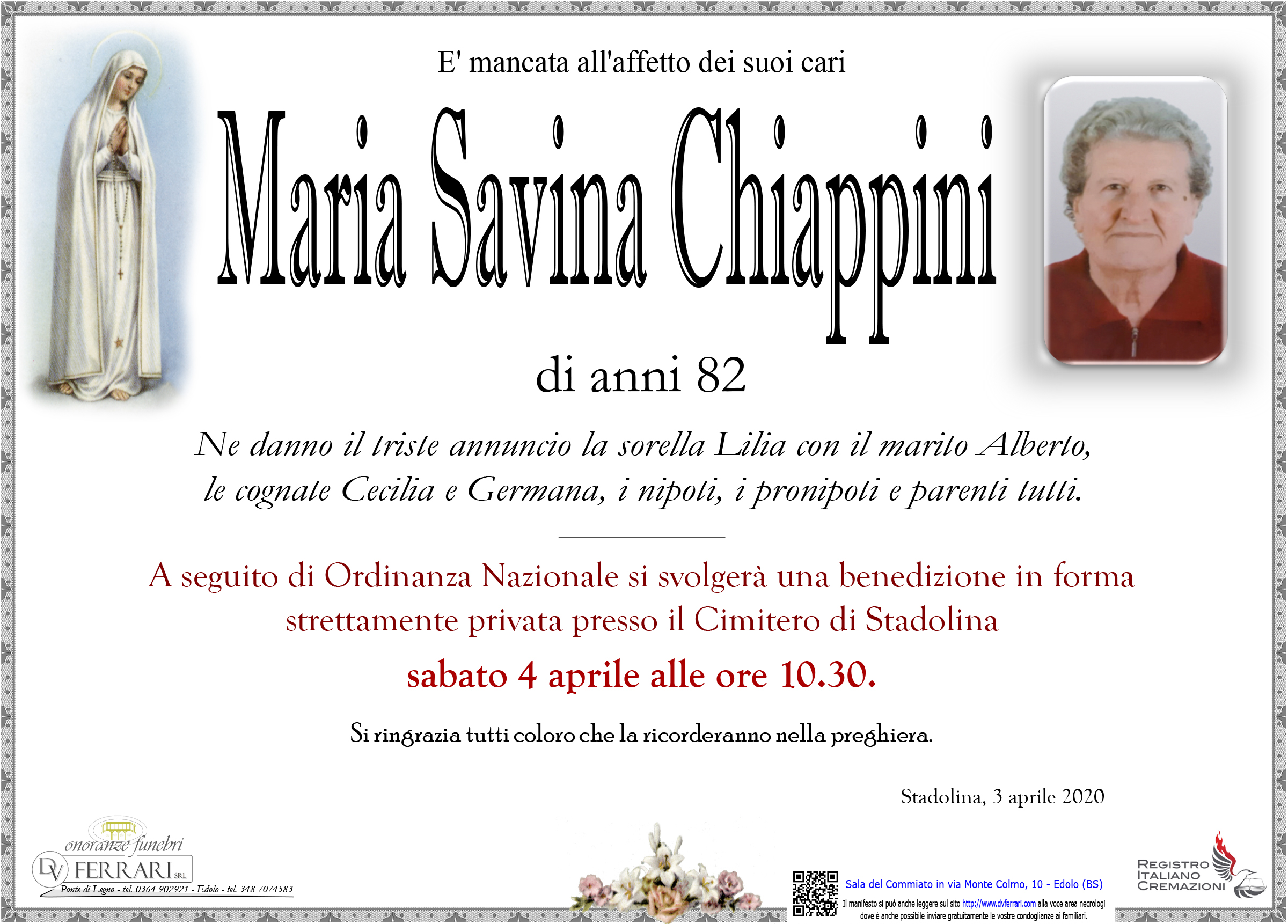 MARIA SAVINA CHIAPPINI - STADOLINA