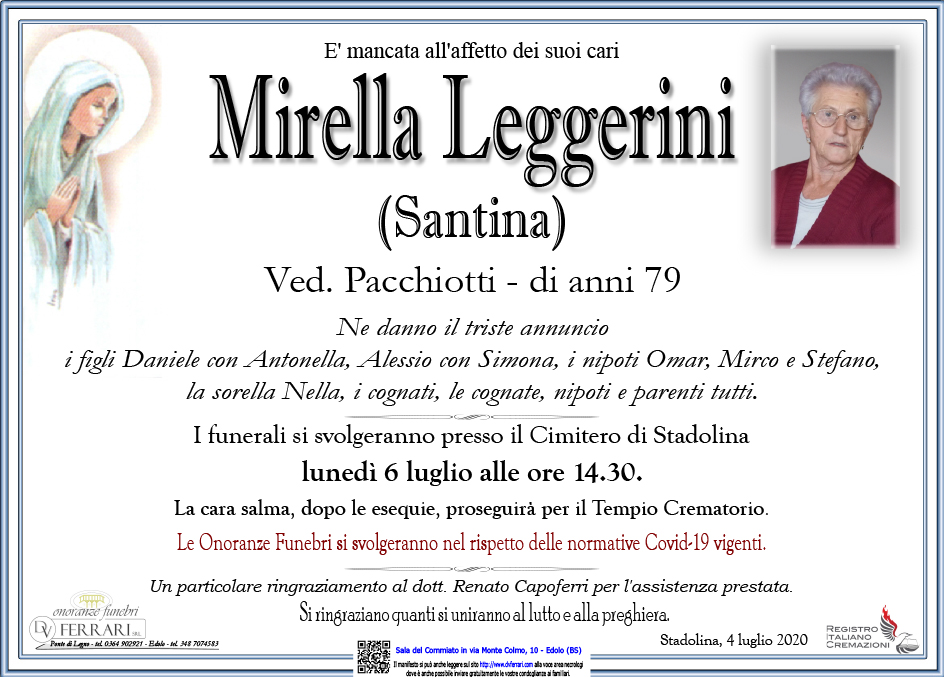 MIRELLA LEGGERINI VED. PACCHIOTTI - STADOLINA