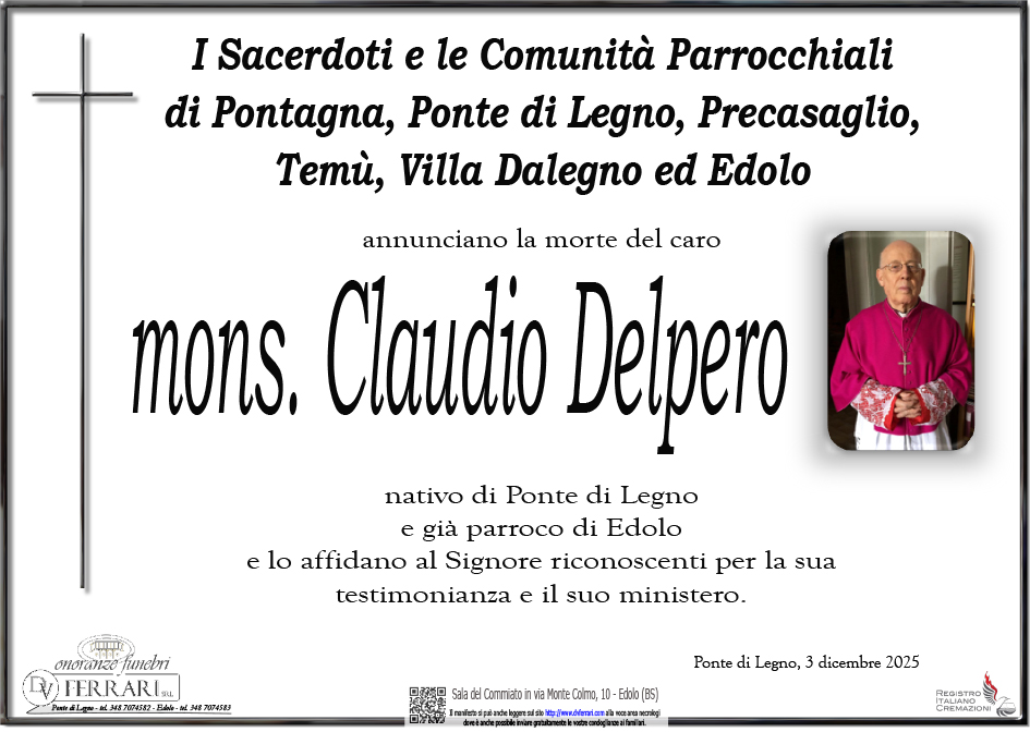 MONSIGNOR DELPERO DON CLAUDIO - BRESCIA PONTE DI LEGNO - PARROCCHIE