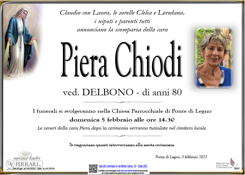 PIERA CHIODI VED. DELBONO - PONTE DI LGNO