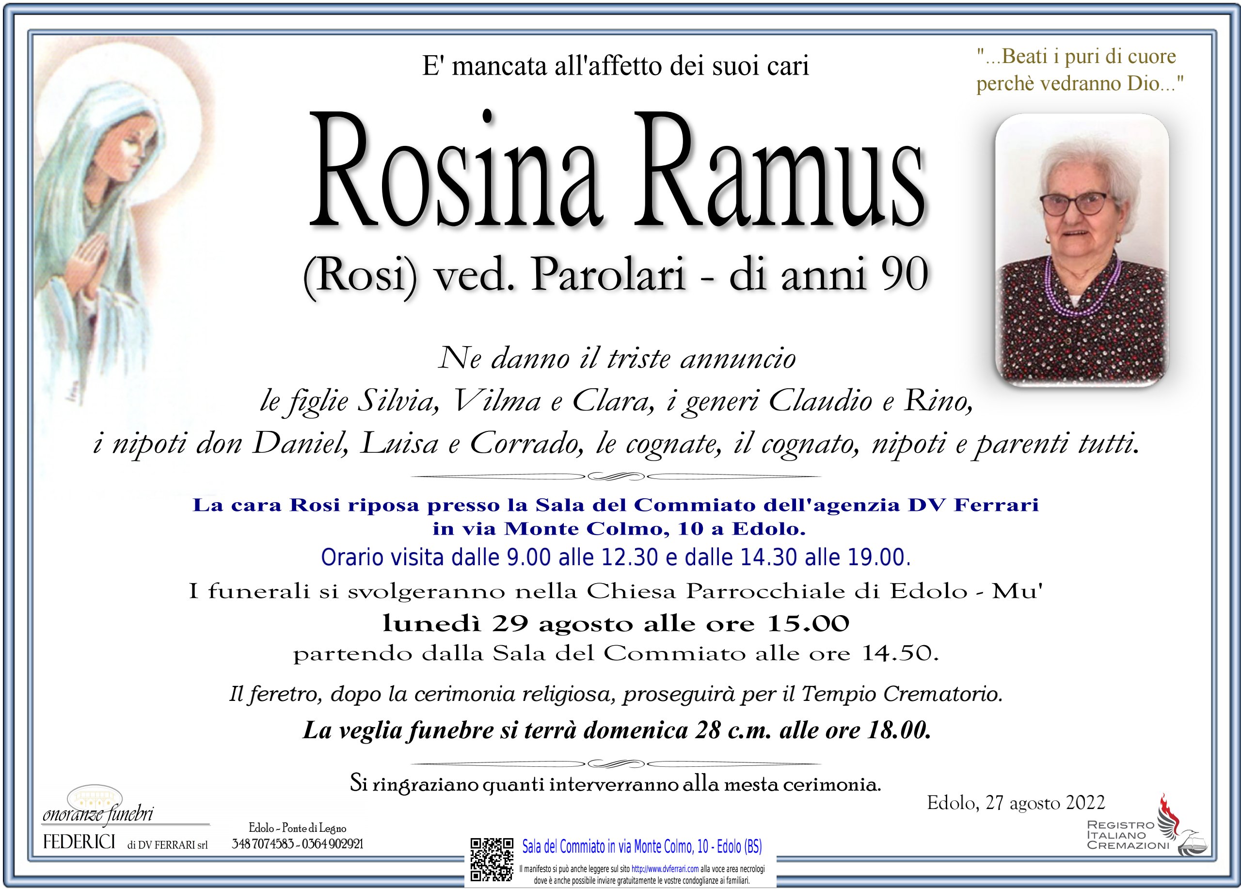 ROSINA RAMUS VED. PAROLARI - EDOLO 