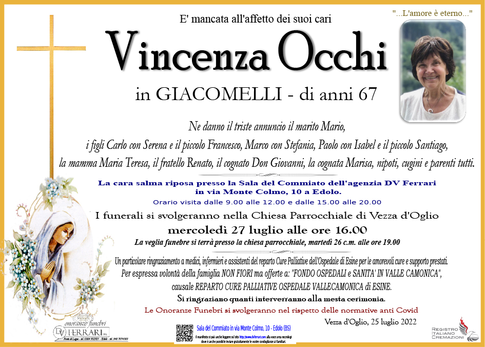 VINCENZA OCCHI IN GIACOMELLI - VEZZA D'OGLIO