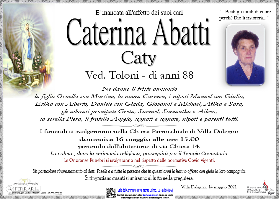 CATERINA ABATTI CATY VED. TOLONI - VILLA DALEGNO