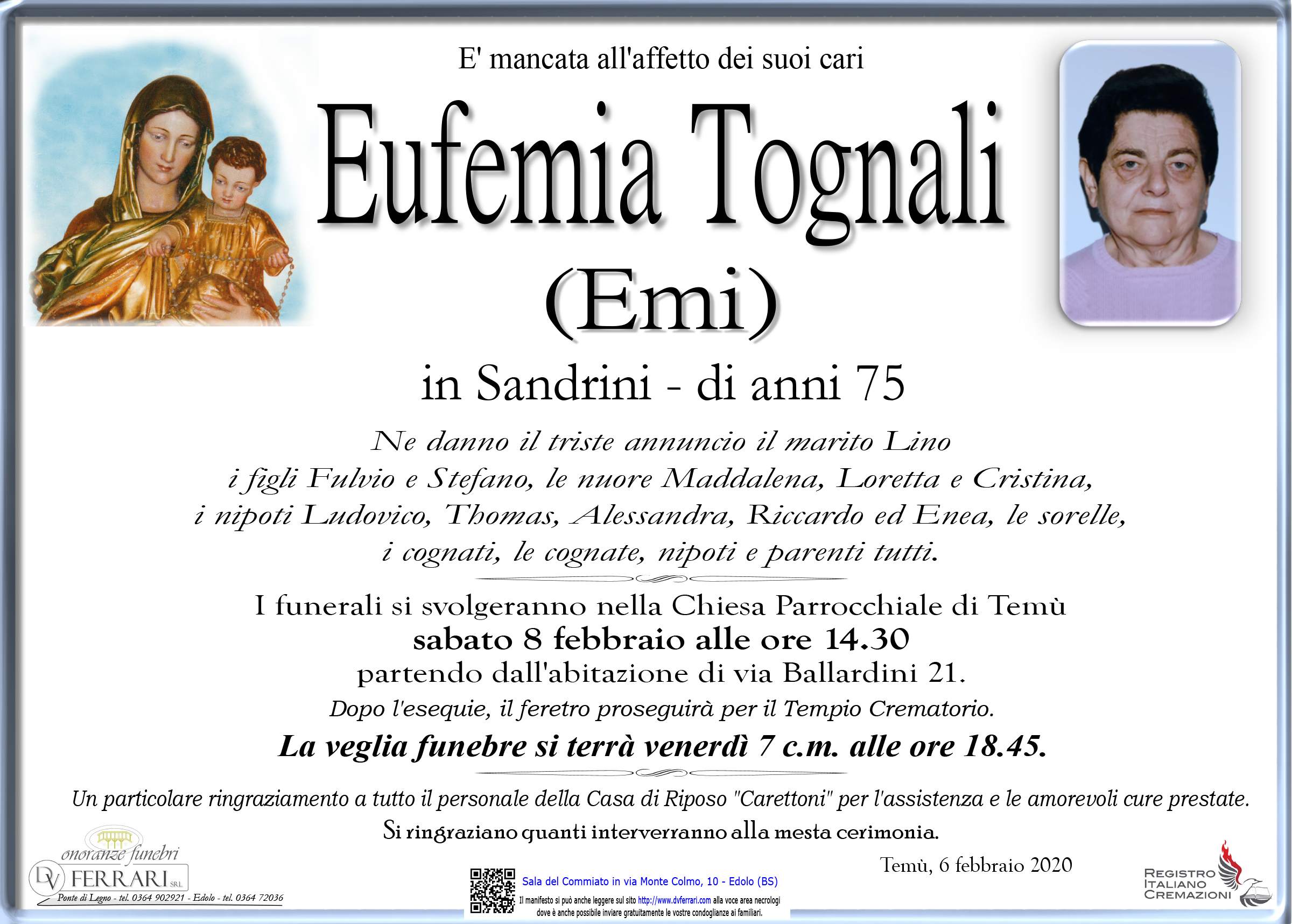 EUFEMIA TOGNALI (EMI) IN SANDRINI - TEMU'